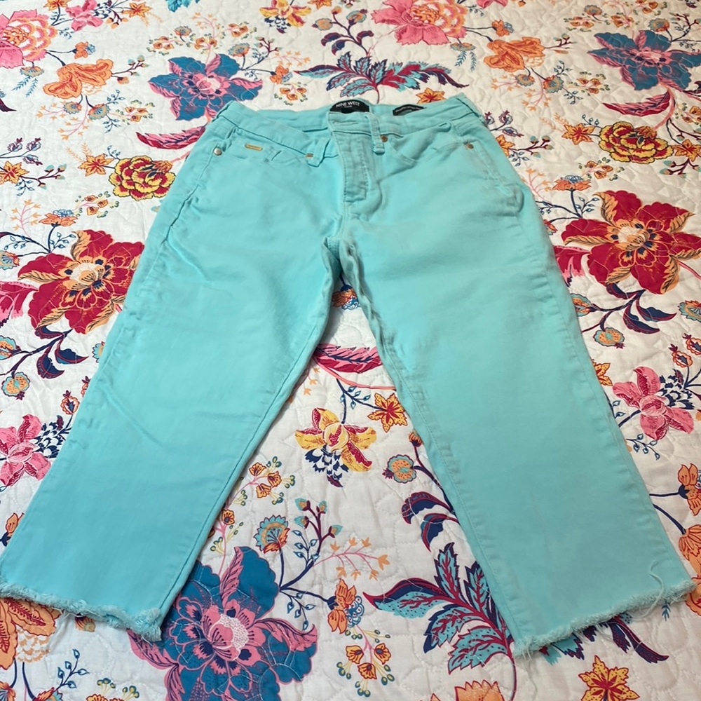 Nine West teal cropped pant